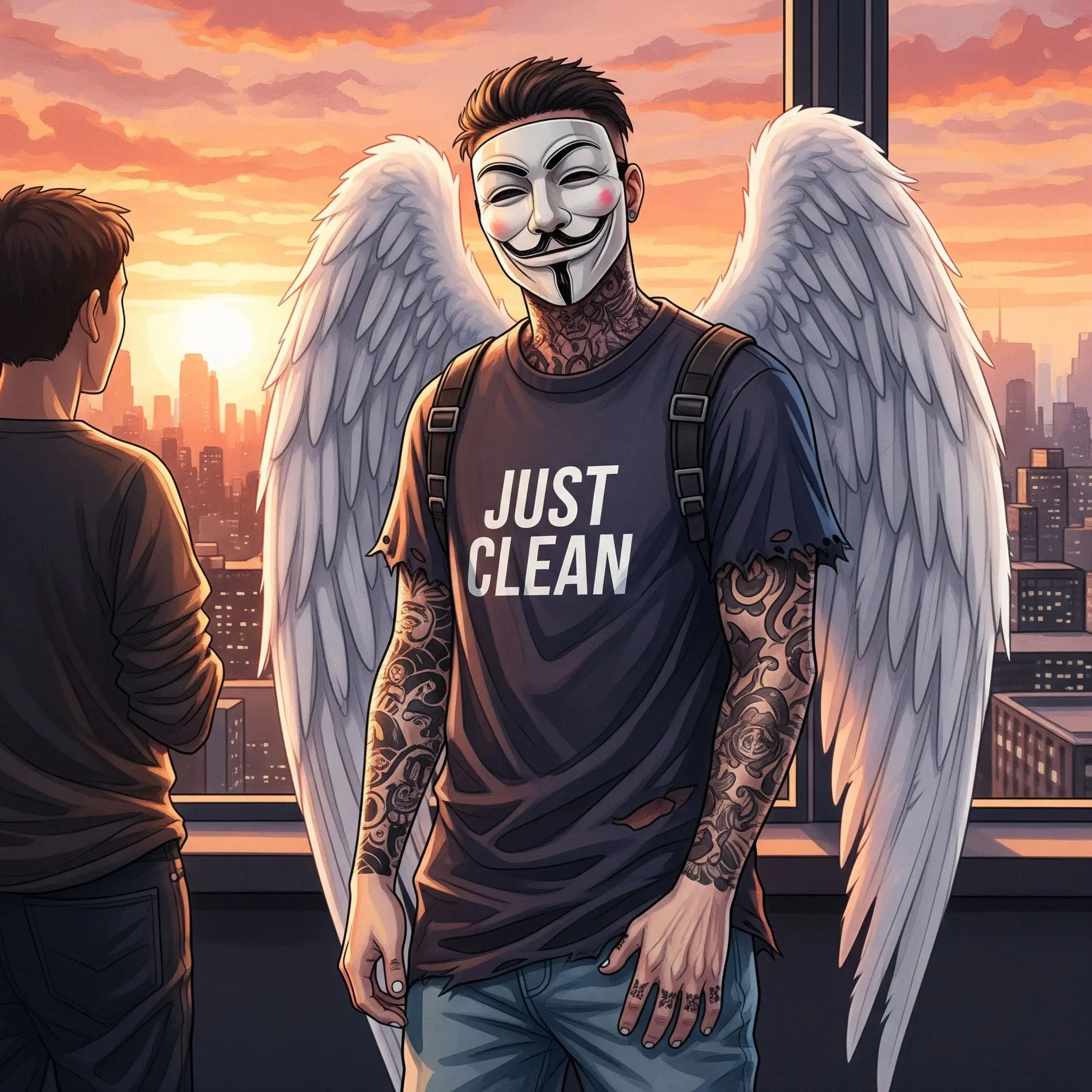 Ein Mann teilt seine Polytoxikomanie Erfahrung und blickt aus dem Fenster. Nachdenklicher Mann Fenster Stadt