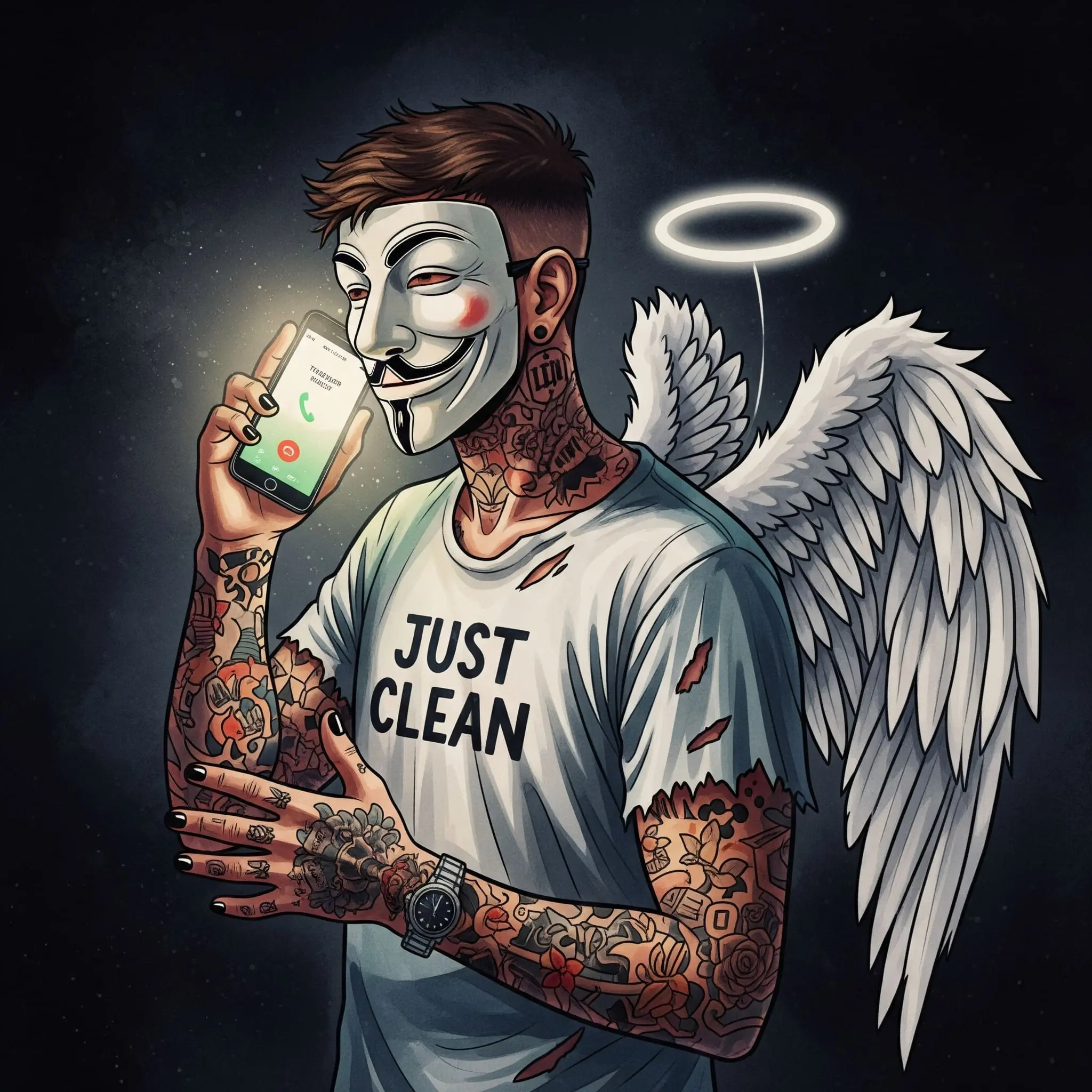 Ein Smartphone in einer Hand, das im Dunkeln leuchtet. Der Anruf ist anonym oder von einer unbekannten Nummer. Symbolisiert den Trigger, die Versuchung, die von außen kommt. "Trigger Anruf Sucht", "Versuchung widerstehen", "Suchtdruck durch Kontakt"