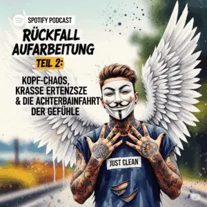 Rückfall Aufarbeitung Teil 2: Kopf-Chaos, krasse Erkenntnisse & die Achterbahnfahrt der Gefühle. Podcast und Artikel Titelbild