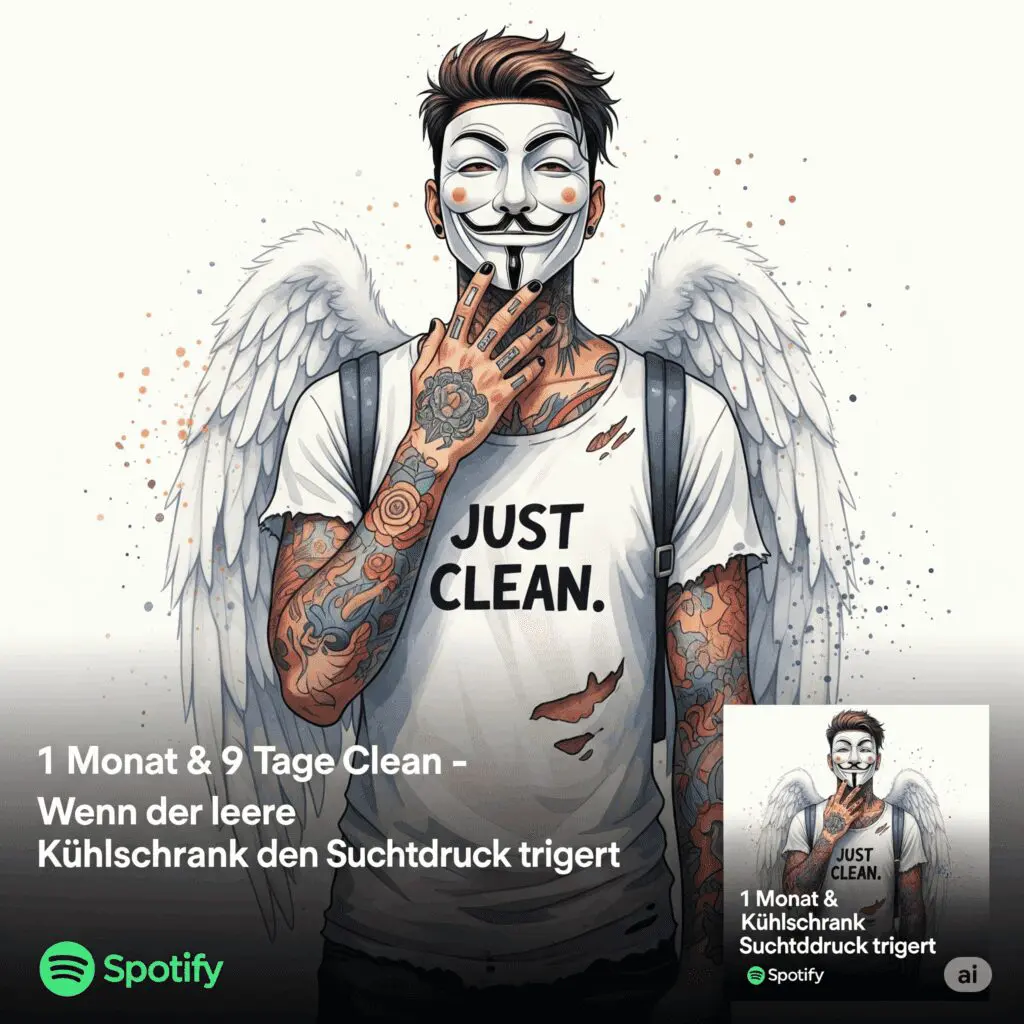 1 Monat & 9 Tage clean: Wenn der leere Kühlschrank den Suchtdruck triggert. Podcast und Tagebuch Artikel Titelbild