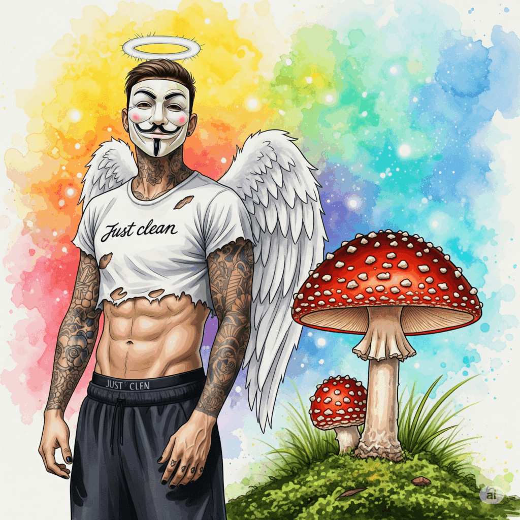 Ein ikonisches, perfektes Bild eines roten Fliegenpilzes mit weißen Punkten, der im Moos eines Waldbodens steht. Das Licht ist leicht märchenhaft. "Fliegenpilz im Wald", "Amanita muscaria", "giftiger Pilz"