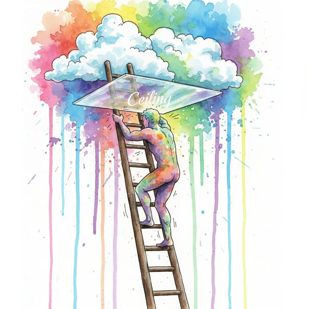 Symbolische Darstellung des Ceiling-Effekts bei Buprenorphin als unsichtbare Decke, die die maximale Wirkung begrenzt.