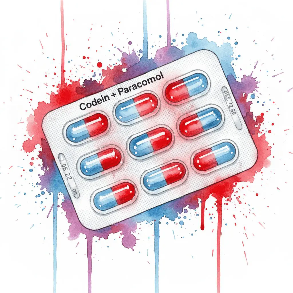Symbolische Darstellung der Gefahr von Codein-Kombi-Präparaten, bei der das Paracetamol als tickende Zeitbombe für die Leber gezeigt wird.