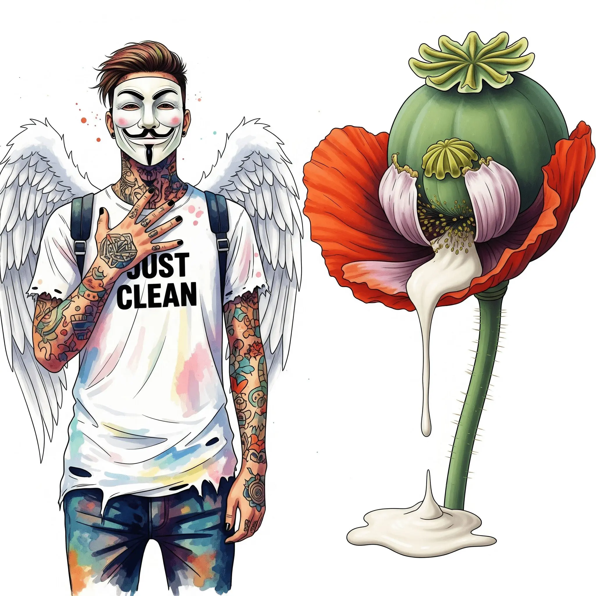 Ein Bild einer blühenden Schlafmohn-Kapsel (Papaver somniferum), an der der weiße Milchsaft (Rohopium) austritt. Symbolisiert den natürlichen Ursprung der Substanz. "Schlafmohn", "Rohopium", "Morphin Herkunft"