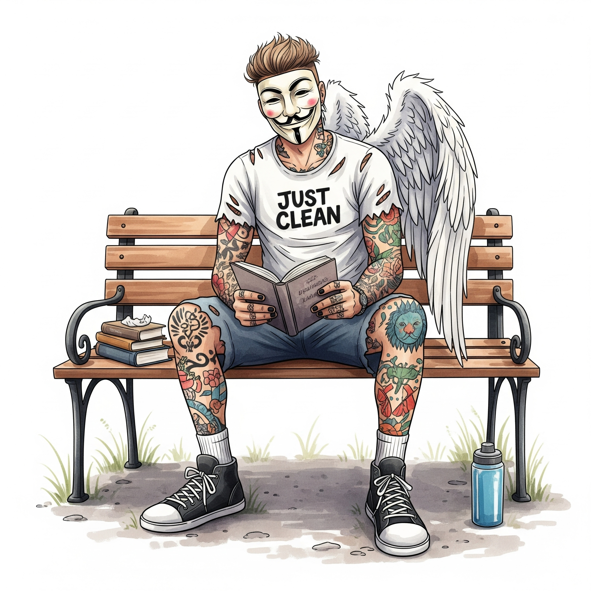 Eine Person, die allein, aber friedlich und zufrieden auf einer Bank sitzt und ein Buch liest oder einfach nur die Umgebung genießt. Symbolisiert die wiedererlangte Fähigkeit, mit sich selbst glücklich zu sein. "emotionale Unabhängigkeit", "Selbstliebe lernen", "allein sein können"