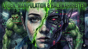 Künstlerische Darstellung der Suchtpsychologie: Ein Gesicht, das in eine gesunde und eine süchtige Hälfte gespalten ist.