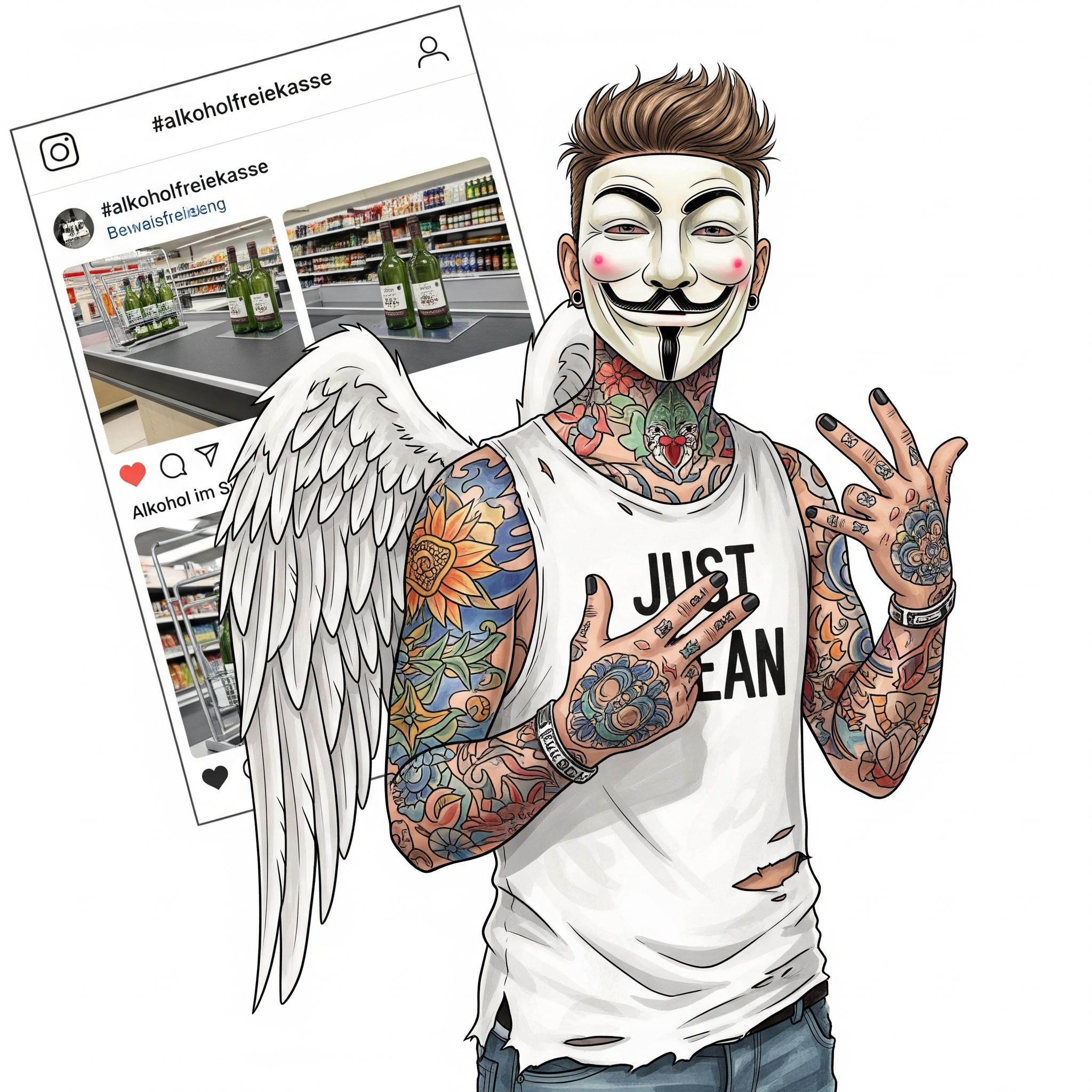 Eine Collage oder ein Screenshot vom Instagram-Feed des Hashtags #alkoholfreiekasse, der verschiedene Beispiele von Alkoholplatzierungen an Kassen zeigt. Symbolisiert die Kraft und die Arbeit der Bewegung. "#alkoholfreiekasse Bewegung", "Social Media Aktivismus", "Alkohol im Supermarkt"