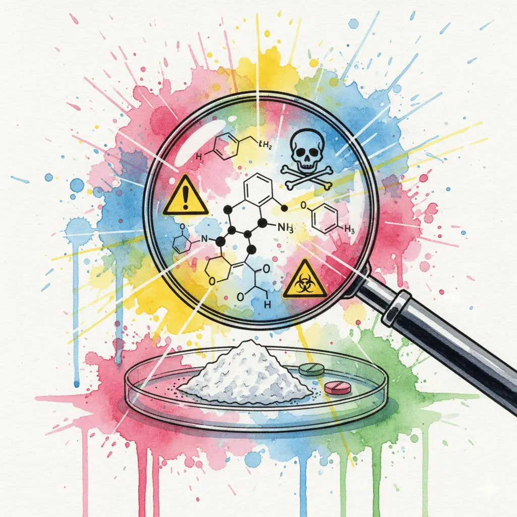 Drogen werden unter einem Mikroskop analysiert. Symbol für das Drugchecking-Angebot von Vista Berlin.