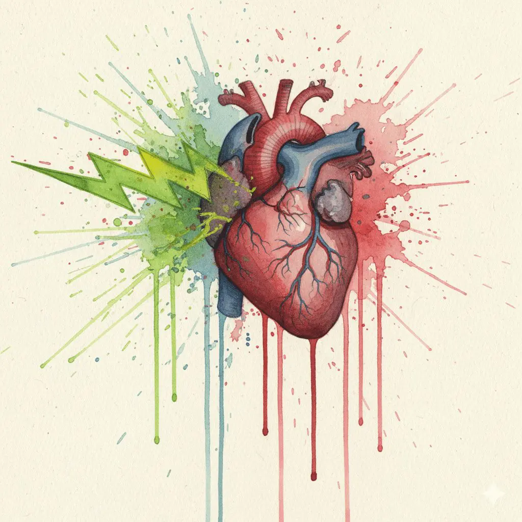 Symbolische Darstellung des "Sudden Sniffing Death Syndrome", bei dem Chemikalien einen plötzlichen, tödlichen Herzstillstand auslösen können.