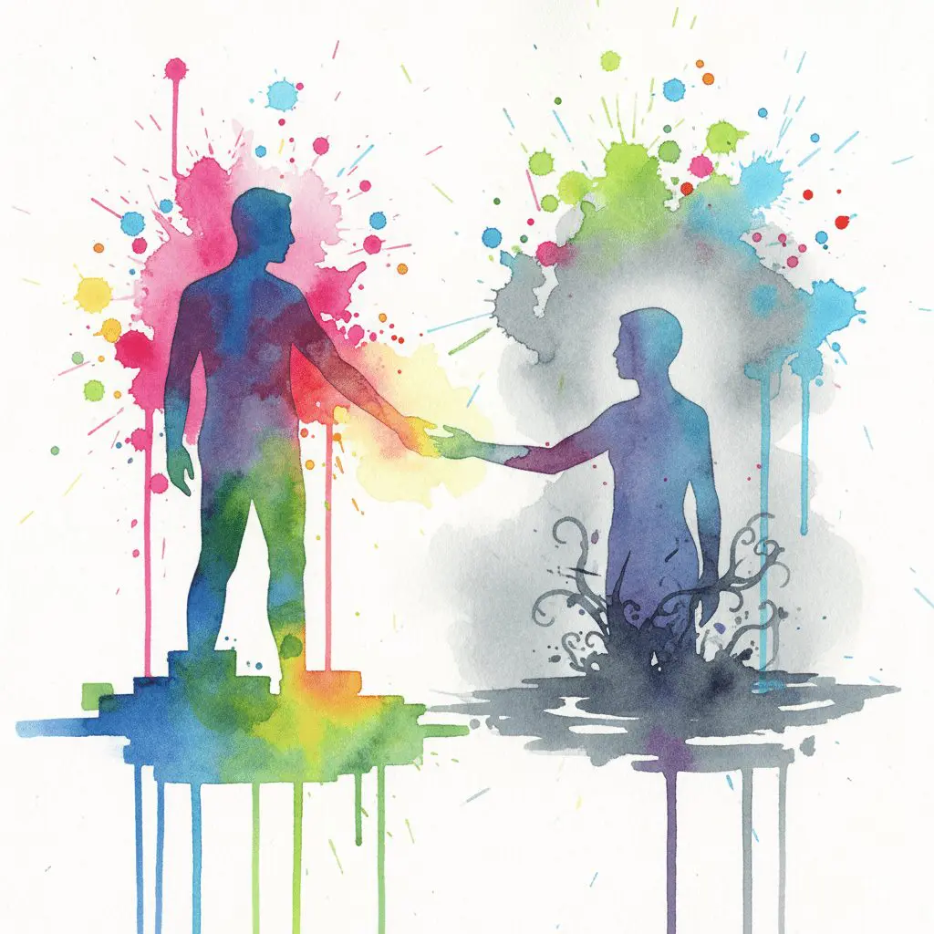 Ein Betreuer reicht einem Klienten die Hand. Symbol für die Psychosoziale Betreuung (PSB) bei Vista Berlin.