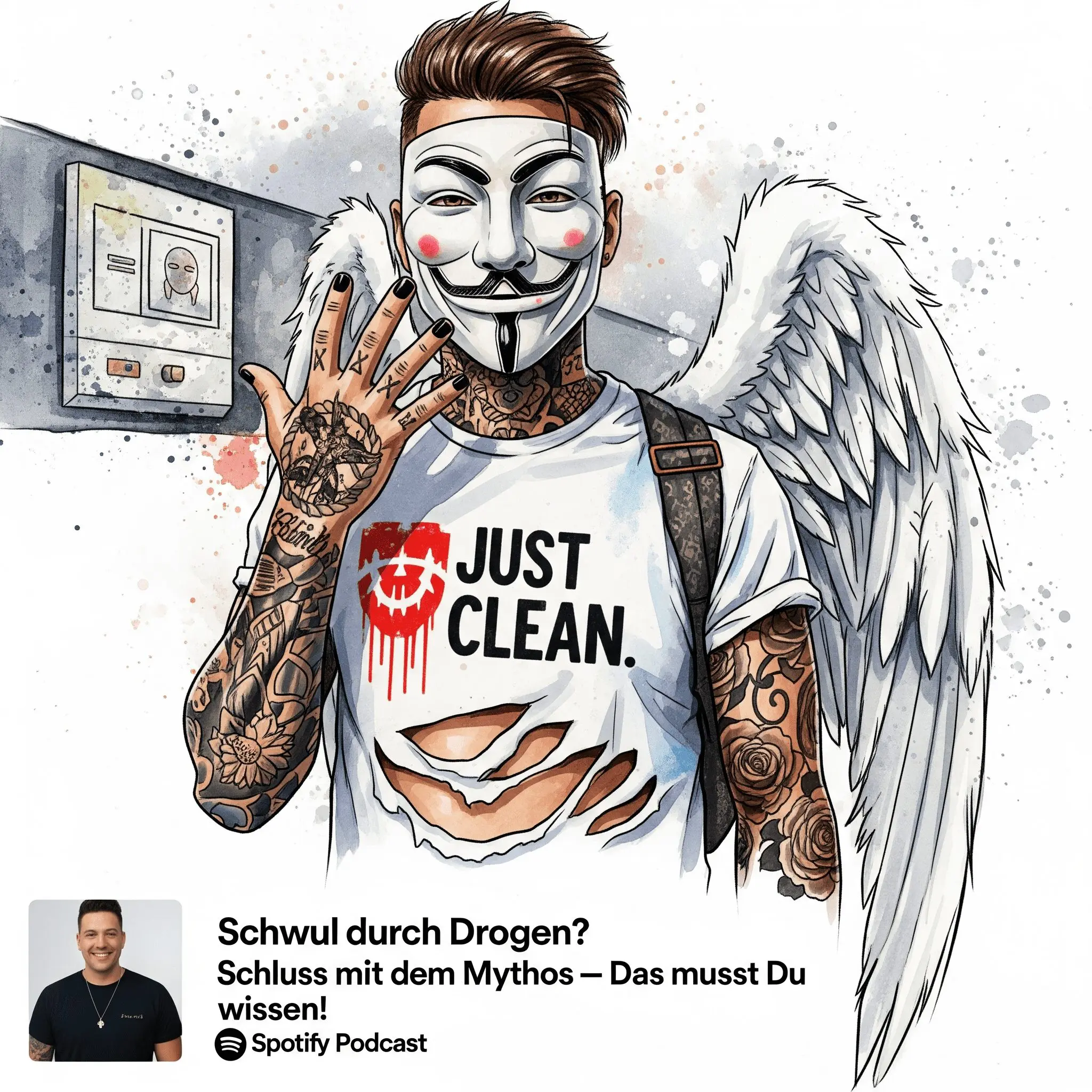 Schwul durch Drogen? Schluss mit dem Mythos – Das musst Du wissen!. Podcast und Artikel Titelbild