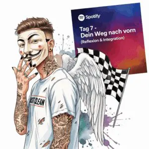 Tag 7: Dein Weg nach vorn – Reflexion & Integration 🏁. Podcast und Artikelbild