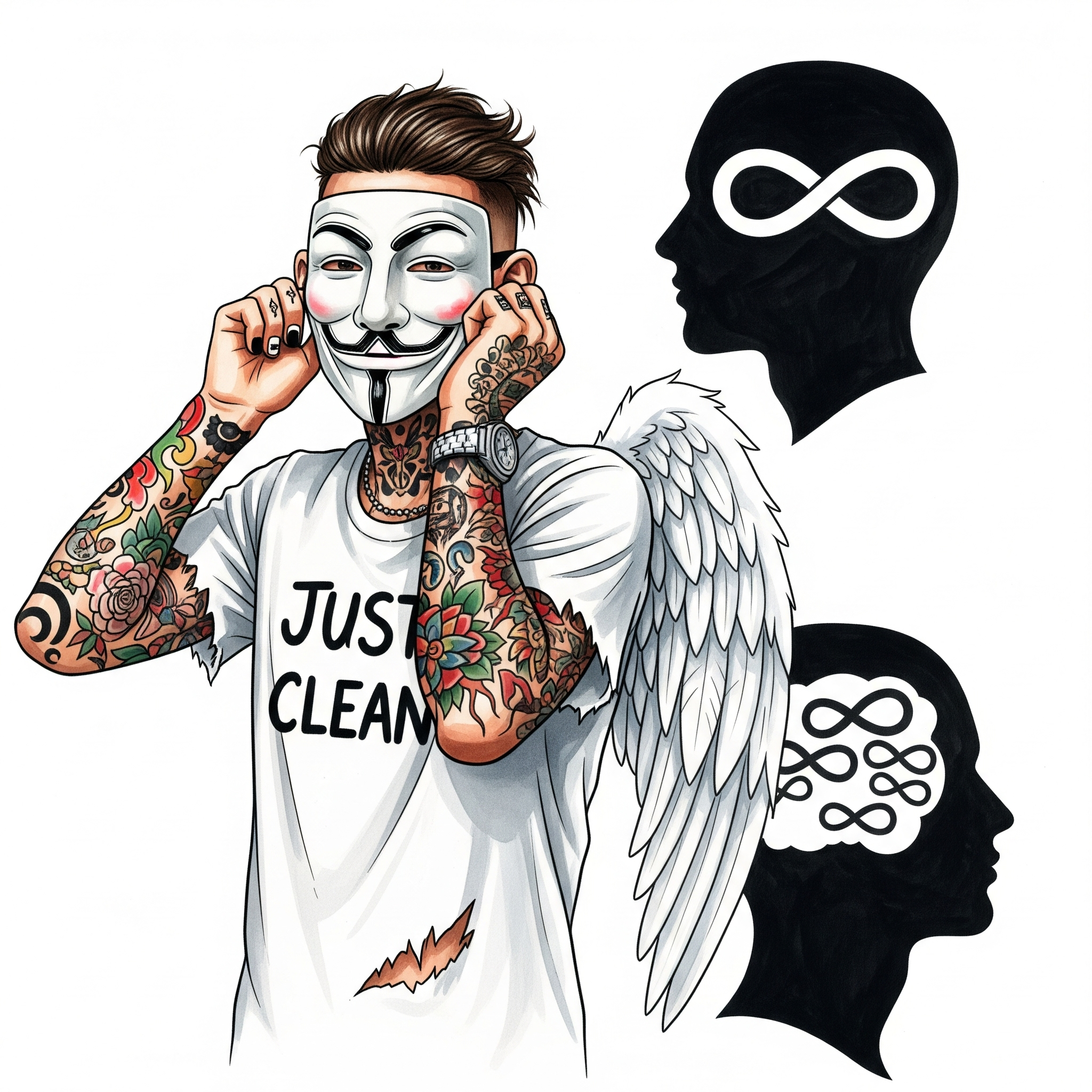 Eine stilisierte Grafik eines Kopfes im Profil. Im Inneren läuft ein einzelner, düsterer Gedanke wie auf einer Endlos-Schleife (z.B. ein Unendlichkeitszeichen). Die Person hält sich die Ohren zu. Symbolisiert die quälenden, sich wiederholenden Zwangsgedanken. "Zwangsgedanken erklärt", "Symptome Zwangsstörung", "Was ist OCD"