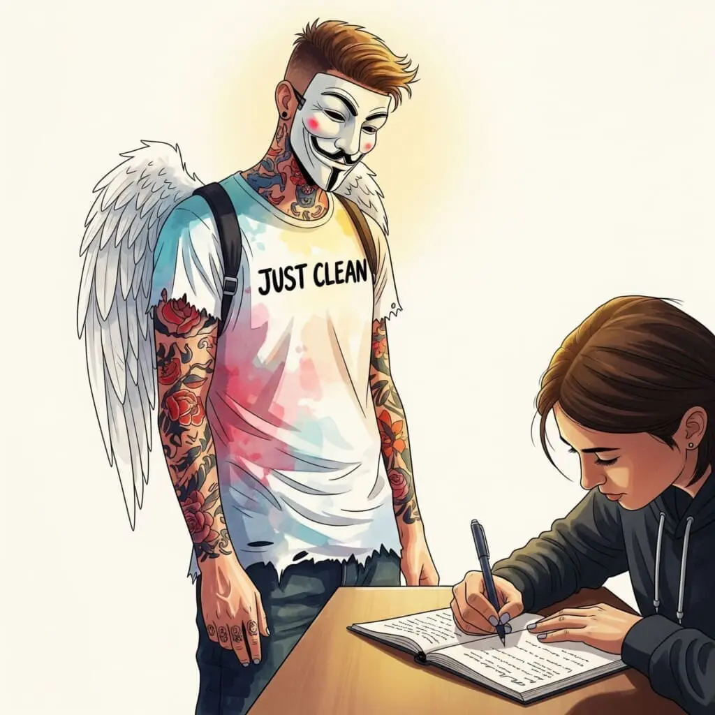 Eine Person sitzt an einem Tisch und schreibt konzentriert und entschlossen in ein Notizbuch. Das Licht ist warm und fokussiert. Symbolisiert die Auseinandersetzung mit sich selbst. "Motivation finden clean zu werden", "Ziele aufschreiben", "ehrliche Bestandsaufnahme"