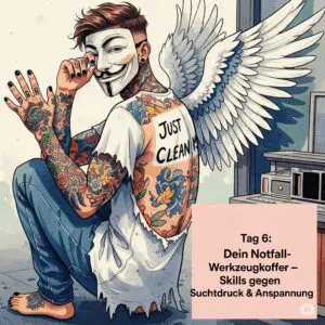 Tag 6: Dein Notfall-Werkzeugkoffer – Skills gegen Suchtdruck & Anspannung. Podcast und Artikel Titelbild