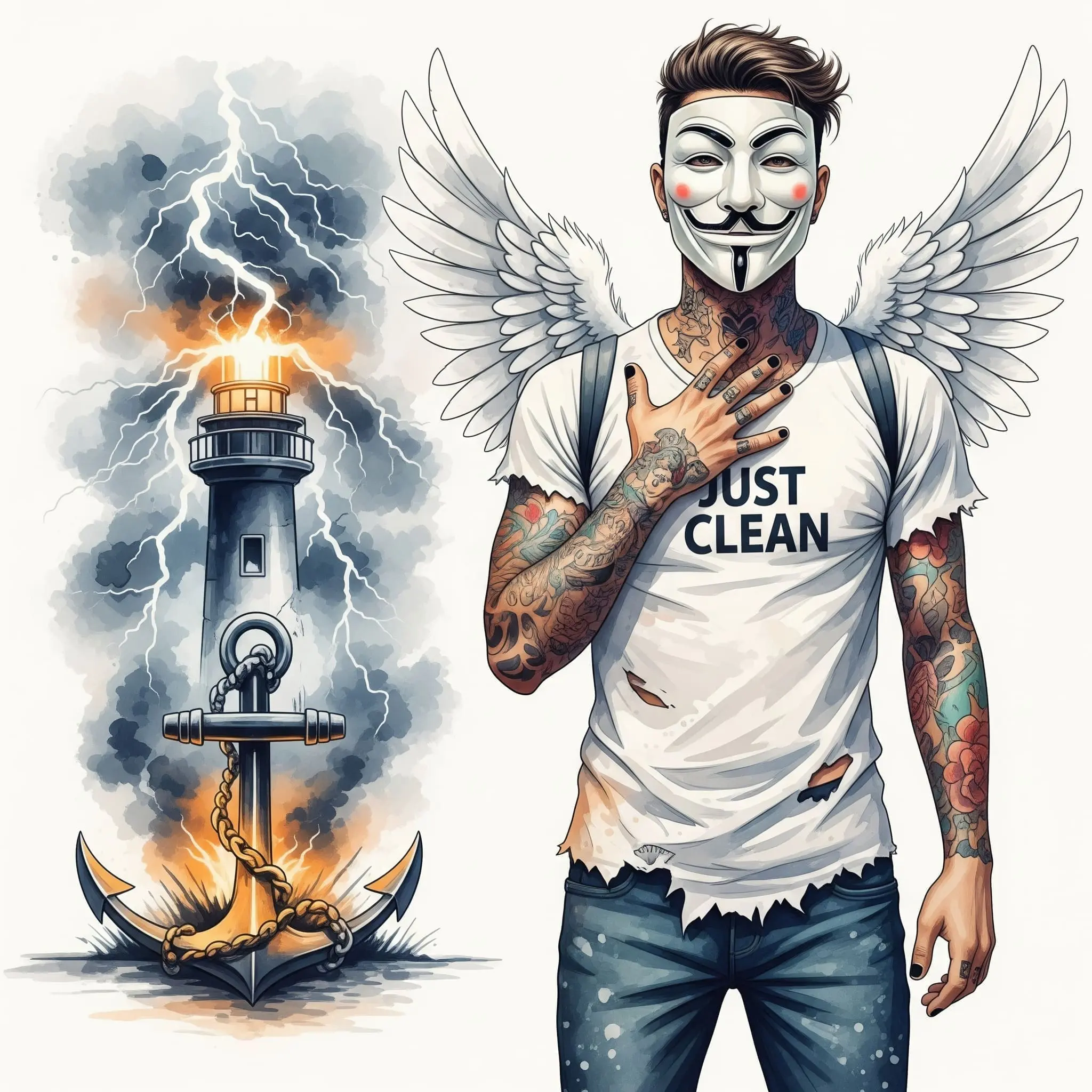 Eine stilisierte Grafik eines Ankers und eines Leuchtturms, der fest im Boden verankert ist, während um ihn herum stürmische Wellen toben. Symbolisiert den inneren Anker. "Anker im Sturm finden", "innere Ruhe Übung", "Stressbewältigung für Angehörige"