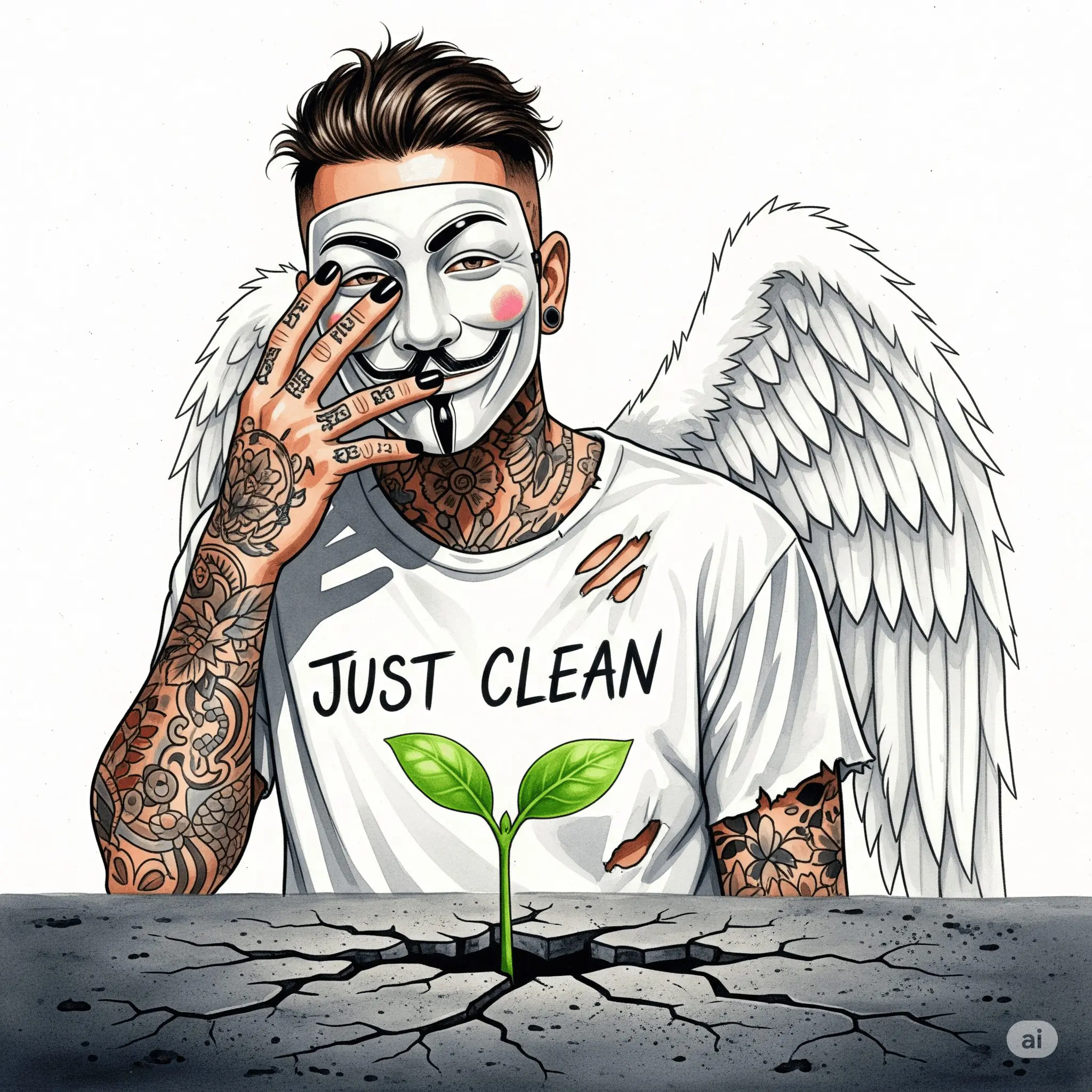 Ein einzelner, grüner Setzling, der durch einen dunklen, rissigen Betonboden bricht. Symbolisiert Hoffnung und den Willen, selbst unter den härtesten Bedingungen neu anzufangen. "Neuanfang nach Rückfall", "Hoffnung in der Recovery", "wieder aufstehen"