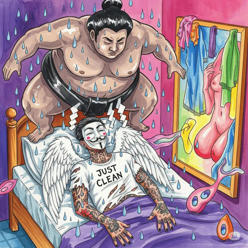  Zusammenbruch Sumo Ringer erdrücken Spiegel Stoff Ausweg Fieber Lebensmittelvergiftung Erschöpfung