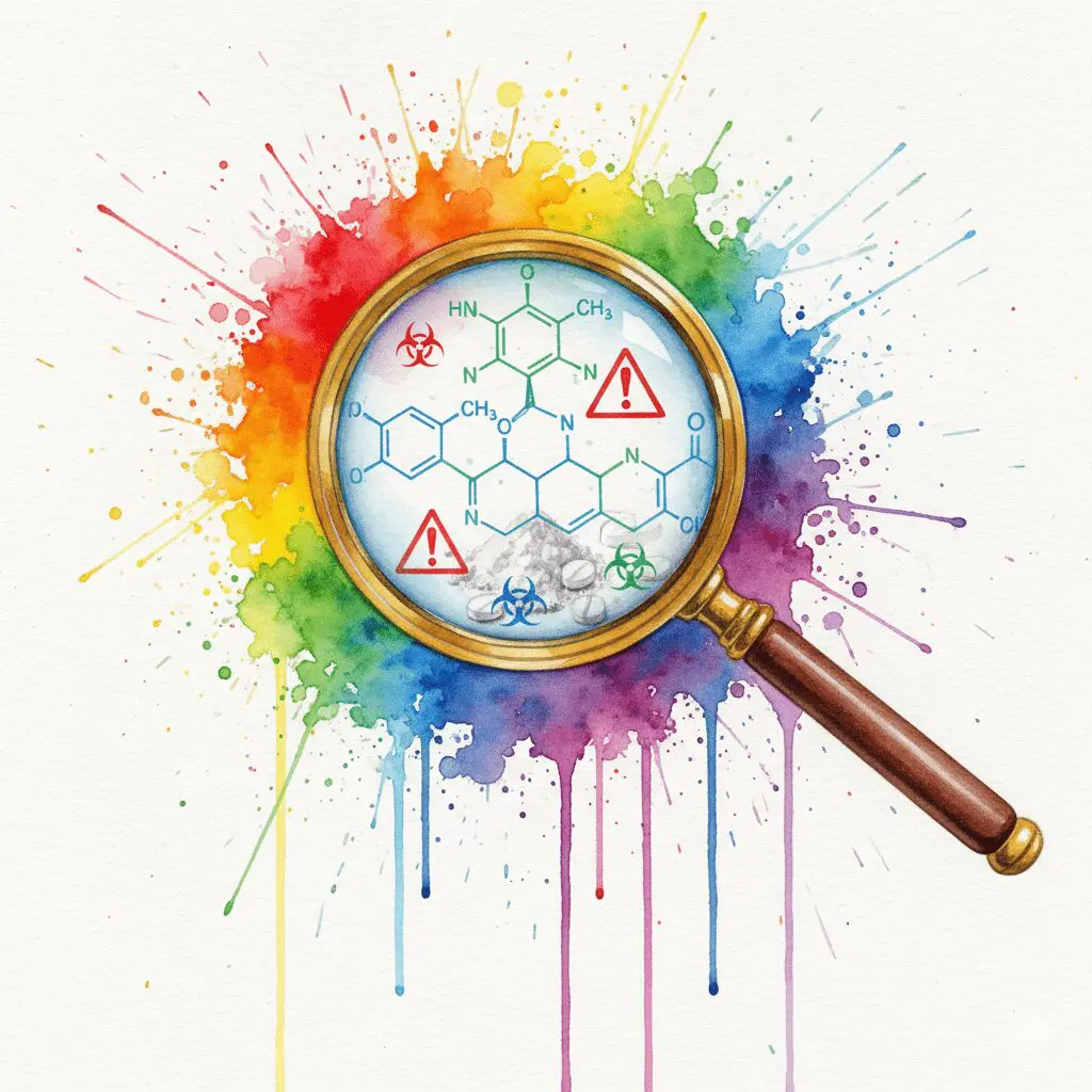 Drogen werden unter einem Mikroskop analysiert. Symbol für das Drugchecking-Angebot bei der Krisenhilfe Bochum.