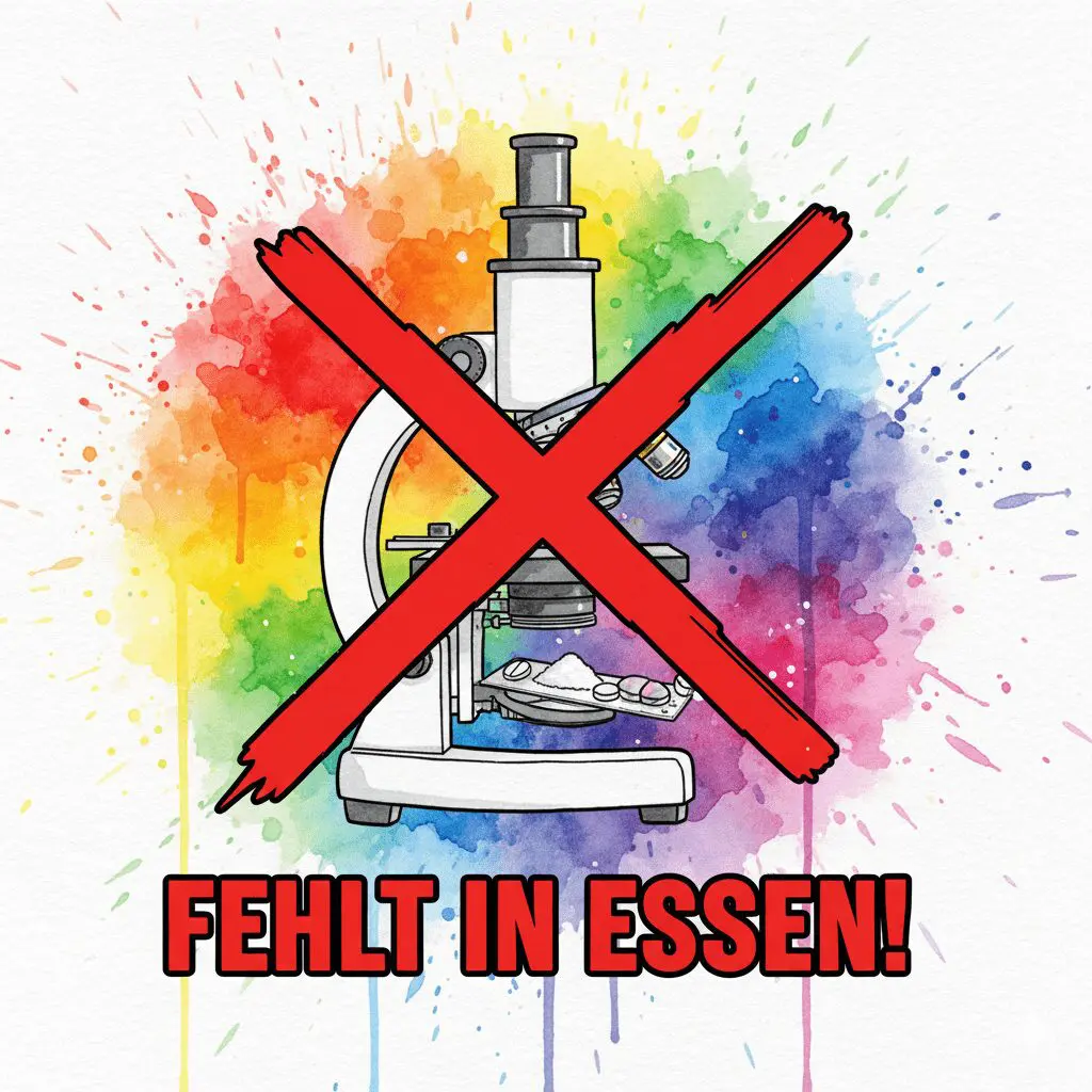 Ein durchgestrichenes Mikroskop-Symbol. Symbol für das fehlende Drugchecking-Angebot in Essen.