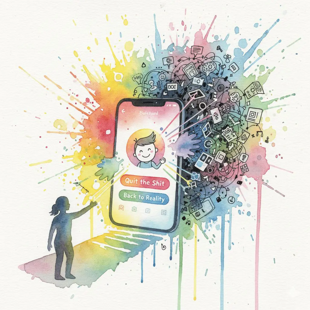 Ein Smartphone zeigt moderne digitale Suchthilfe-Apps wie "Quit the Shit". Symbol für die innovativen Angebote von TAL19 in München.