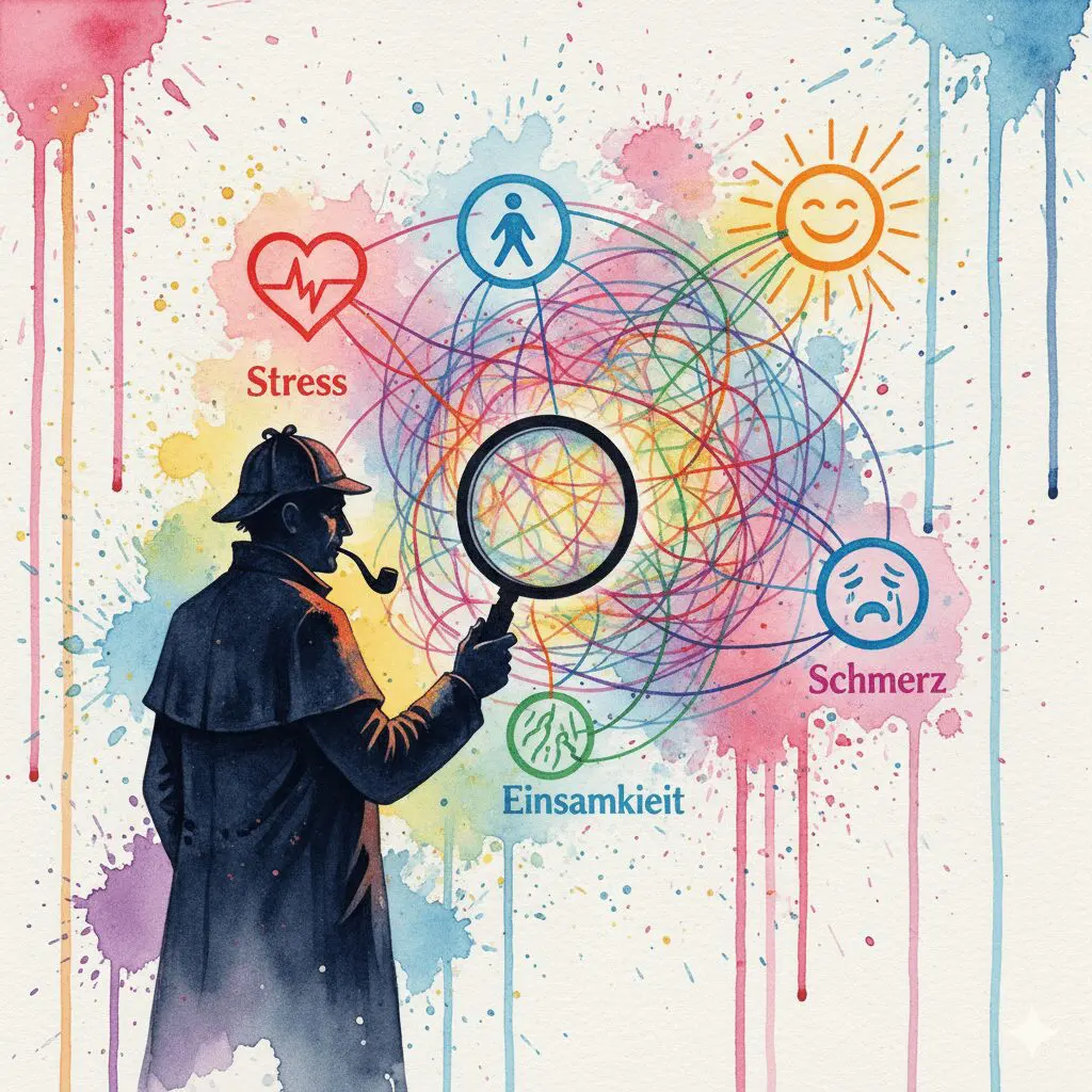 Ein Angehöriger als Meisterdetektiv, der mit der Funktionsanalyse die verborgenen Verbindungen im System der Sucht untersucht.