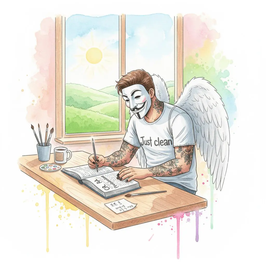 Die NeelixberliN-Figur (Watercolor) nutzt CRA-Werkzeuge (Problemlösung, Zielsetzung), um ihre Finanzen in den Griff zu bekommen.