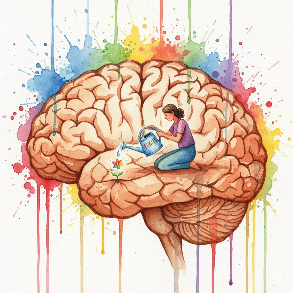 Eine Person gießt eine einzelne Blume in einer Wüste, als Symbol für die Praxis der Dankbarkeit, die den Fokus auf das Positive lenkt.