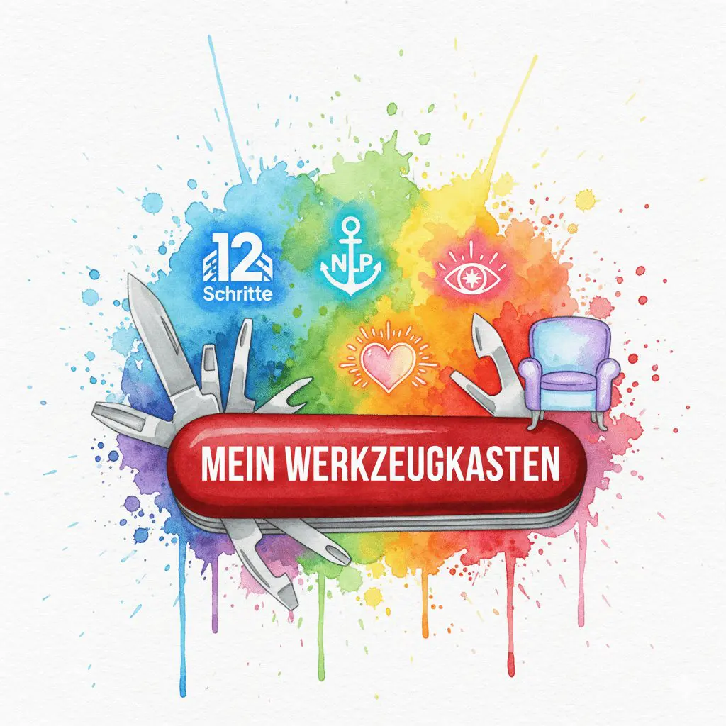 Ein Schweizer Taschenmesser, dessen Werkzeuge verschiedene Recovery-Methoden symbolisieren. Metapher für einen vielseitigen, persönlichen Werkzeugkasten.