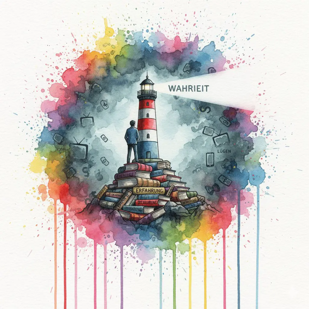 Ein Leuchtturm der Wahrheit, der auf "Erfahrung" gebaut ist, durchbricht den Nebel der Medien-Lügen. Symbol für die Mission von NeelixberliN.