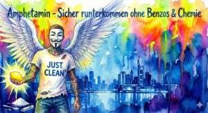 NeelixberliN schwebt mit einer Zitrone über einer ruhigen Stadt – Symbol für das natürliche Runterkommen.