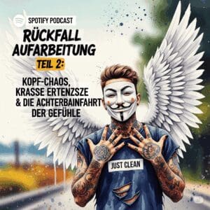 Rückfall Aufarbeitung Teil 2: Kopf-Chaos, krasse Erkenntnisse & die Achterbahnfahrt der Gefühle. Podcast und Artikel Titelbild