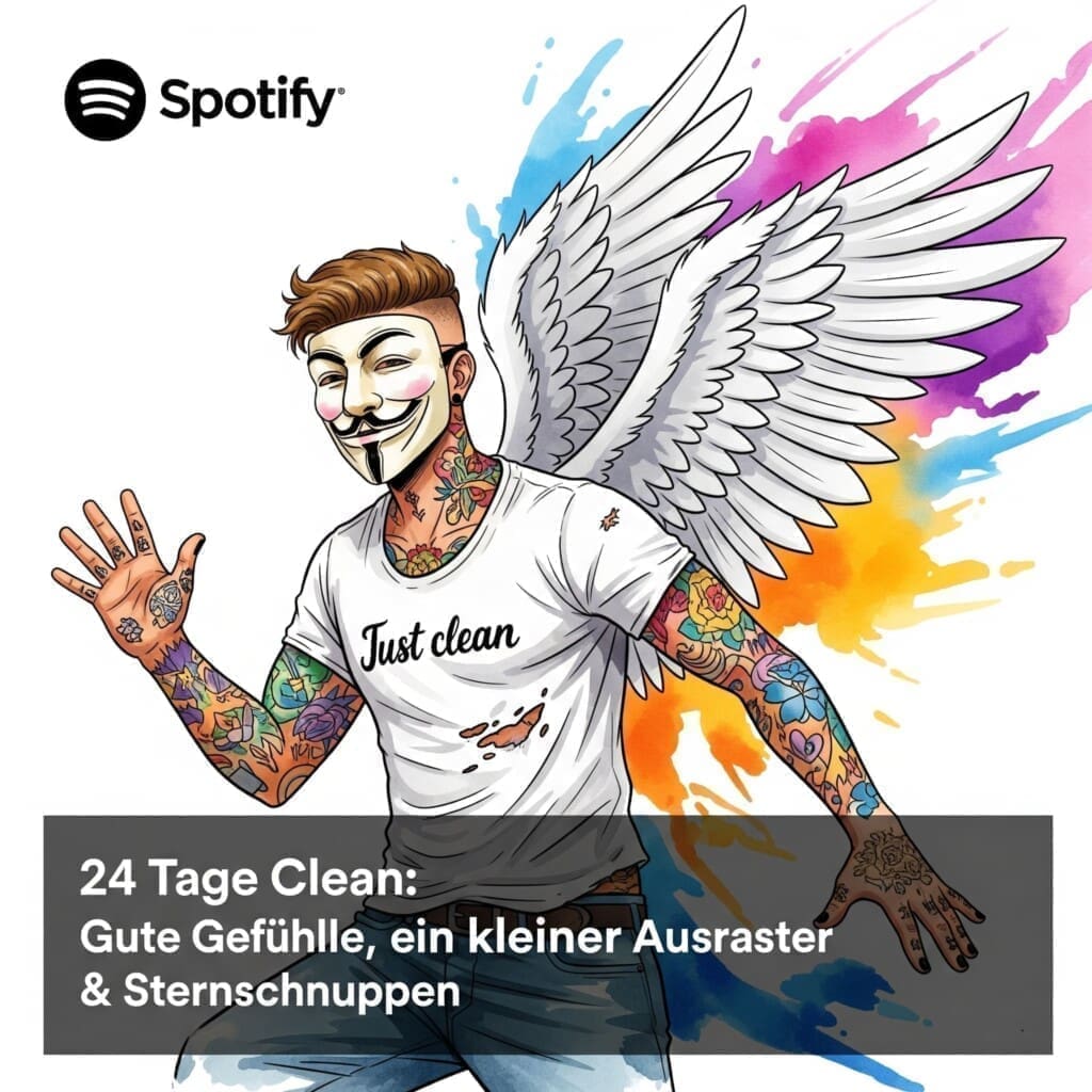 24 Tage clean: Gute Gefühle, ein kleiner Ausraster & Sternschnuppen - Tagebuch und Podcast Titelbild