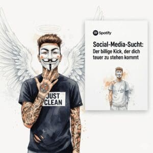 Social-Media-Sucht: Der billige Kick, der dich teuer zu stehen kommt. Podcast und Artikel Titelbild