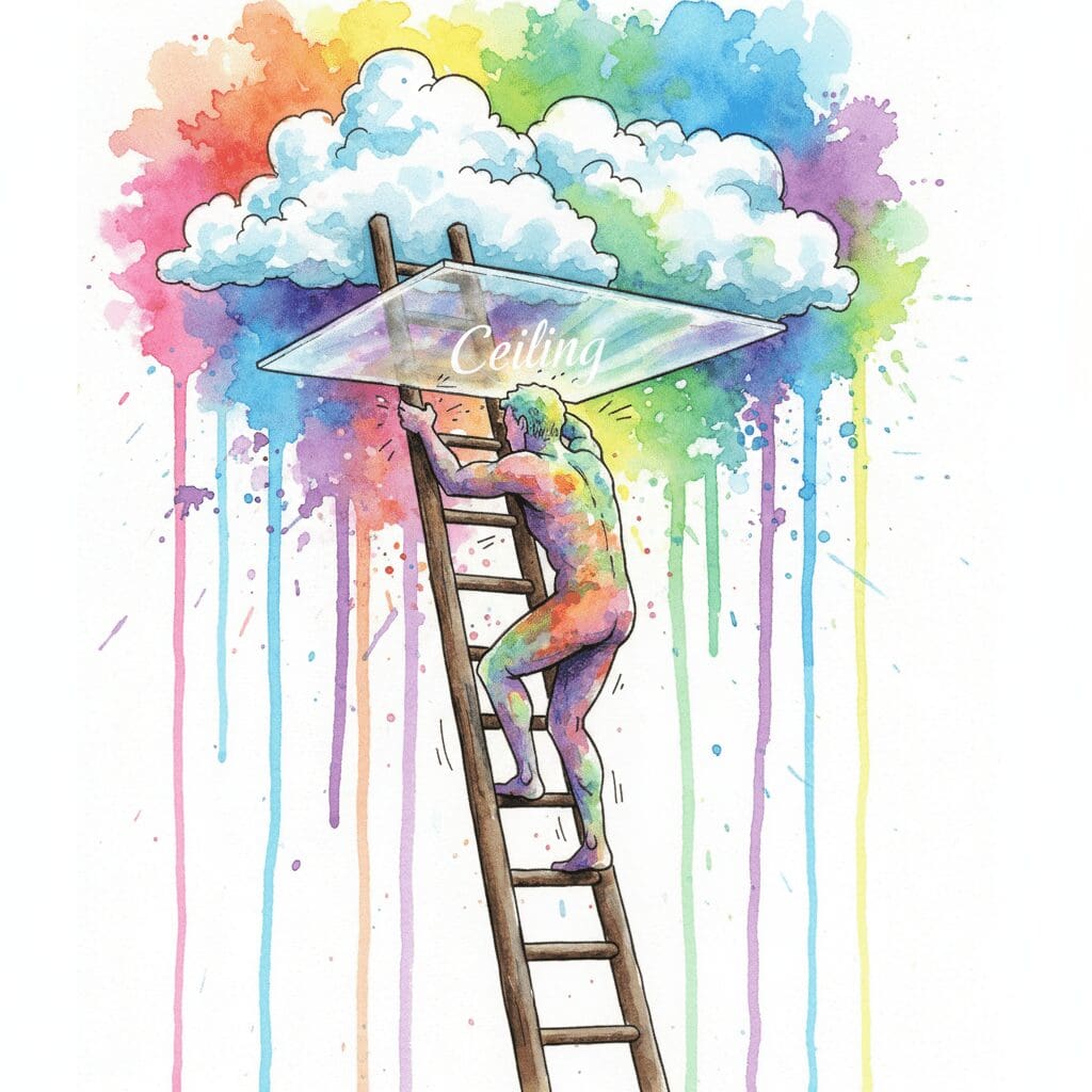 Symbolische Darstellung des Ceiling-Effekts bei Buprenorphin als unsichtbare Decke, die die maximale Wirkung begrenzt.