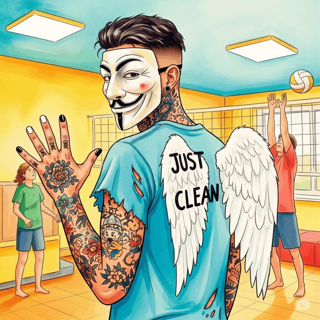 Ein helles, freundliches Spielzimmer im Kinderhaus oder eine Gruppe von Menschen beim gemeinsamen Sport (z.B. Volleyball). Symbolisiert die besonderen, positiven Angebote des Tannenhofs. "Kinder von Suchtkranken", "Sport als Therapie", "Tannenhof Kinderhaus"