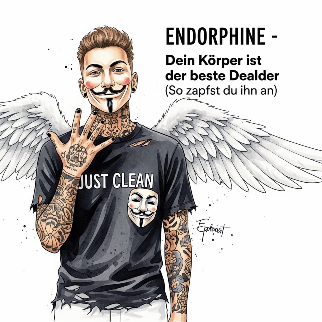 Endorphine: Dein Körper ist der beste Dealer – So zapfst du ihn an. Podcast und Artikel Titelbild