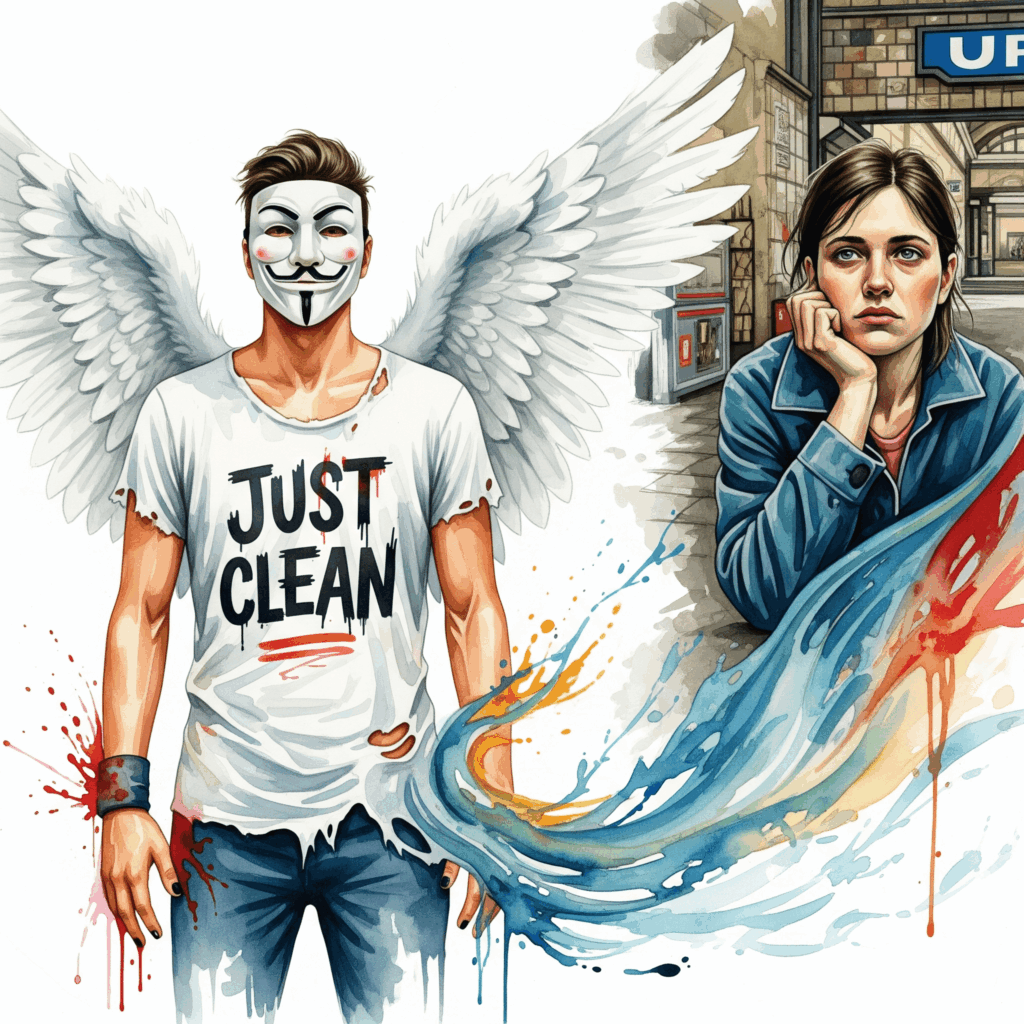 Ein PortrĂ€tfoto von Ben Clean in einem typisch urbanen Setting in Wien (z.B. vor einer alten Hauswand oder in einer U-Bahn-Station), das seine Nahbarkeit und AuthentizitĂ€t unterstreicht. Die Stimmung des Fotos ist nachdenklich und leicht melancholisch. "Ben Clean PortrĂ€t", "Wiener KĂŒnstler", "Musik SuchtprĂ€vention", "KĂŒnstlerische AuthentizitĂ€t"