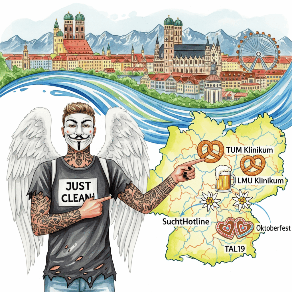 Suchtberatung München Karte Standorte TUM LMU Klinikum SuchtHotline TAL19 Condrobs Caritas Oktoberfest Alpen