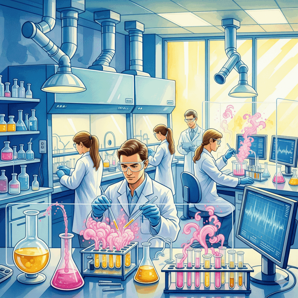 Hormon Labor Sicherheit Kontrolle Überwachung Recovery Behandlung weiße Kittel Überwachungsmonitore stabile Wellenformen