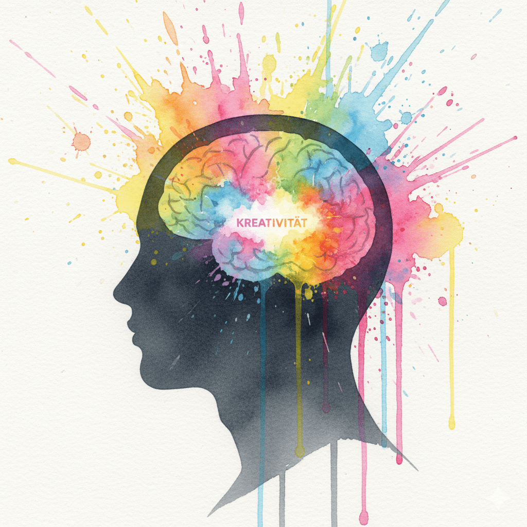 In einem "leeren", gelangweilten Gehirn entsteht ein Funke der Kreativität. Symbol für Langeweile als Superkraft und Sucht-Impfung.