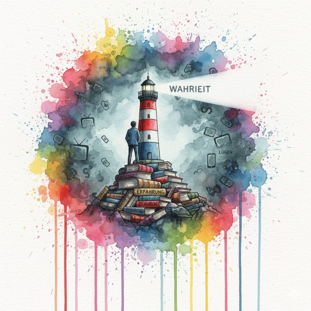 Ein Leuchtturm der Wahrheit, der auf "Erfahrung" gebaut ist, durchbricht den Nebel der Medien-Lügen. Symbol für die Mission von NeelixberliN.