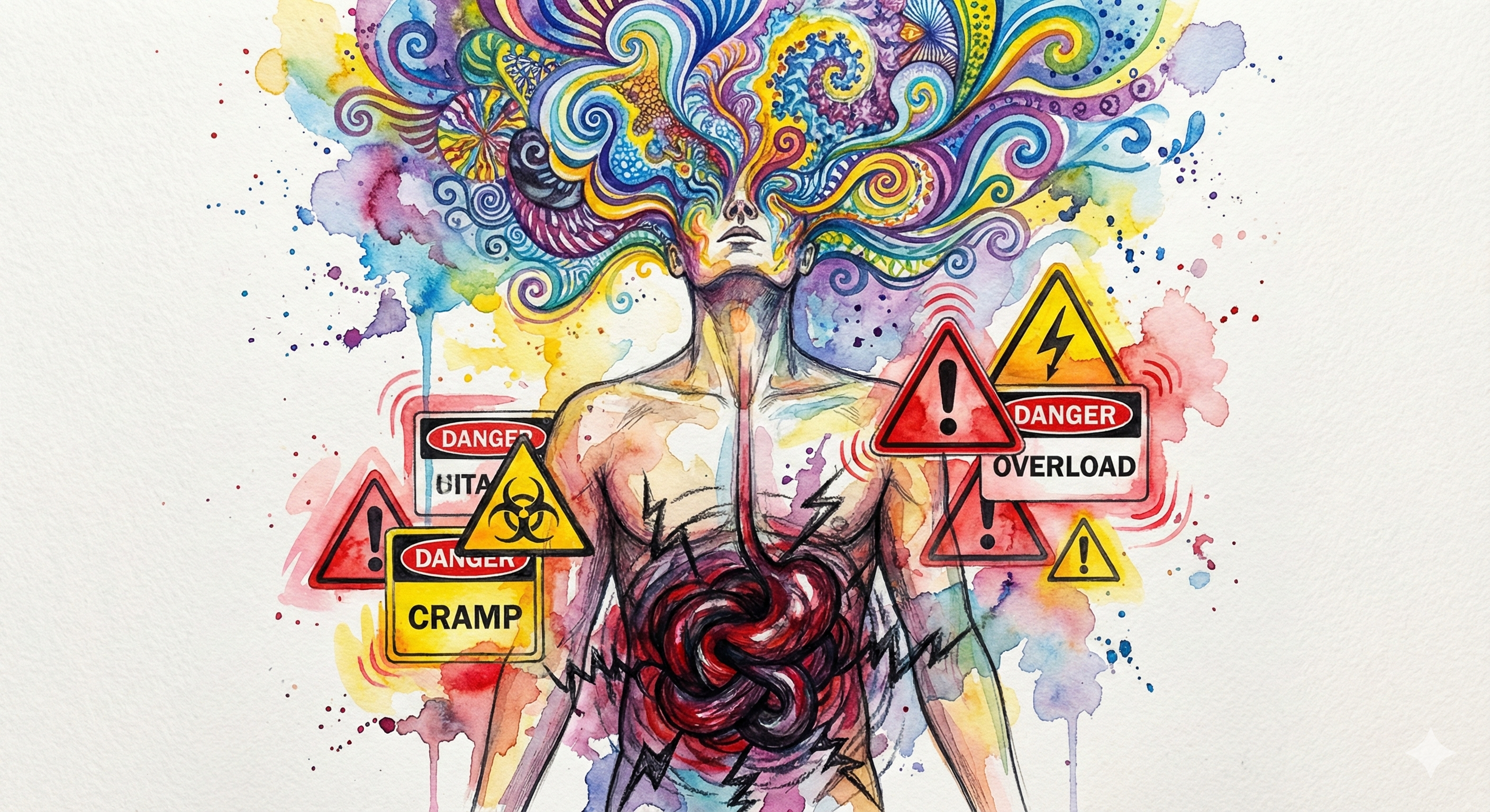 Künstlerische Darstellung eines DMT/5-MeO-Trips mit Fraktalen und Realitätsauflösung.